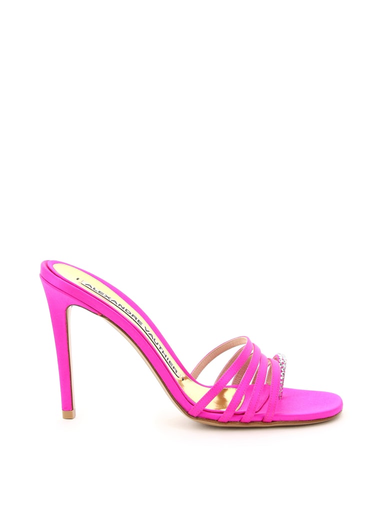 Alexandre Vauthier Salma Satin Mules With Crystals - FUCHSIA (Fuchsia)