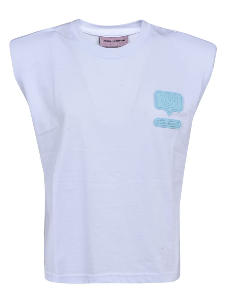 Chiara Ferragni Eyelike Patch Padded Tank Top - White