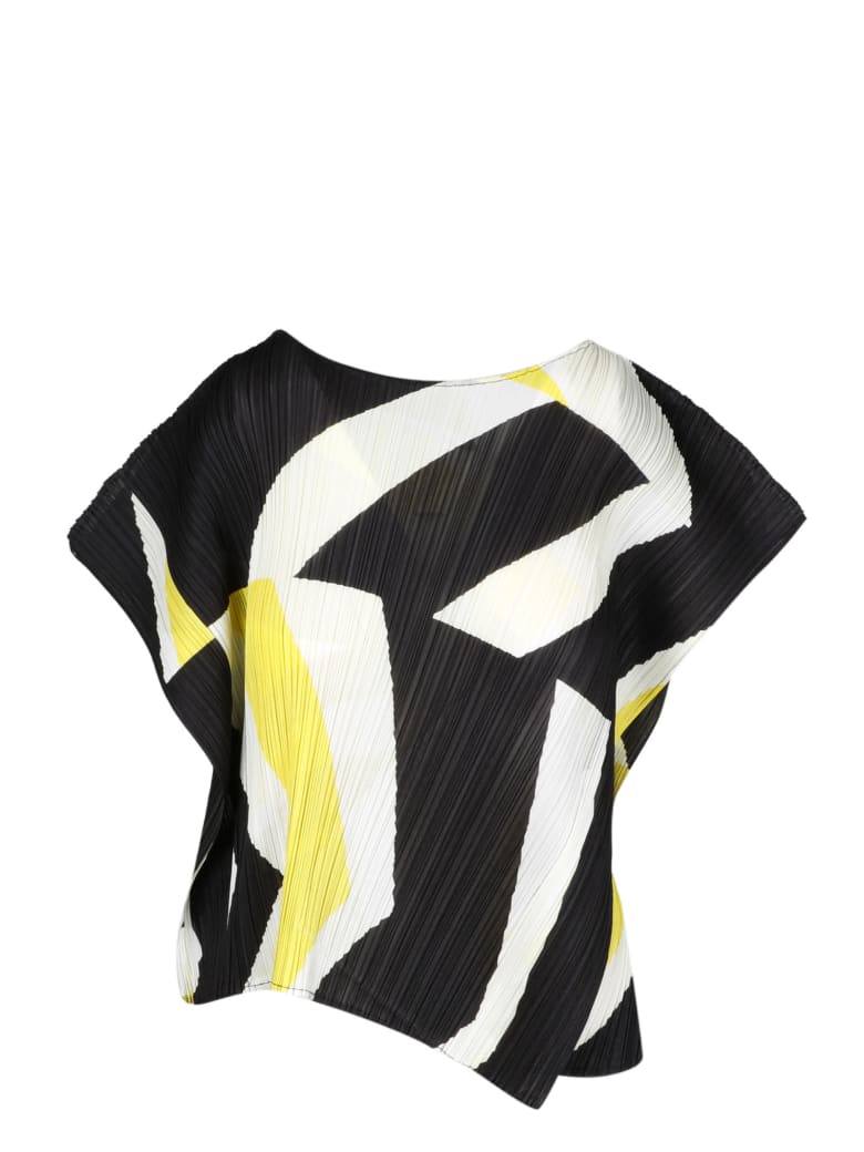 Pleats Please Issey Miyake Pleated Print Top - Giallo Nero