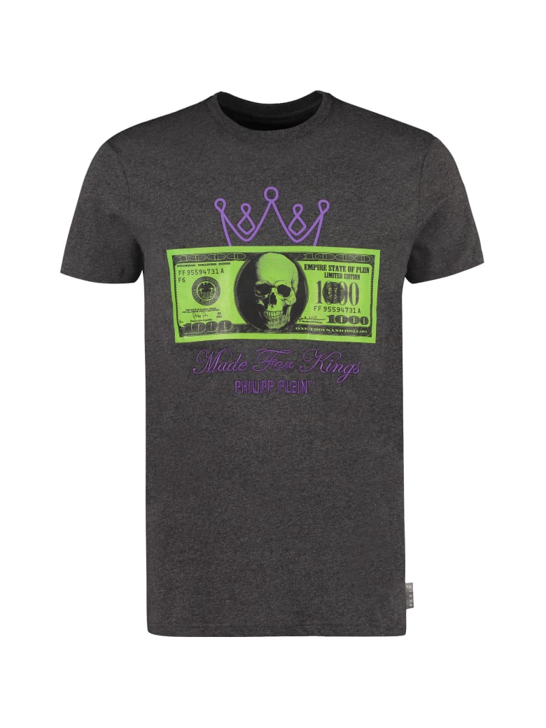 Philipp Plein Printed Cotton T-shirt - grey