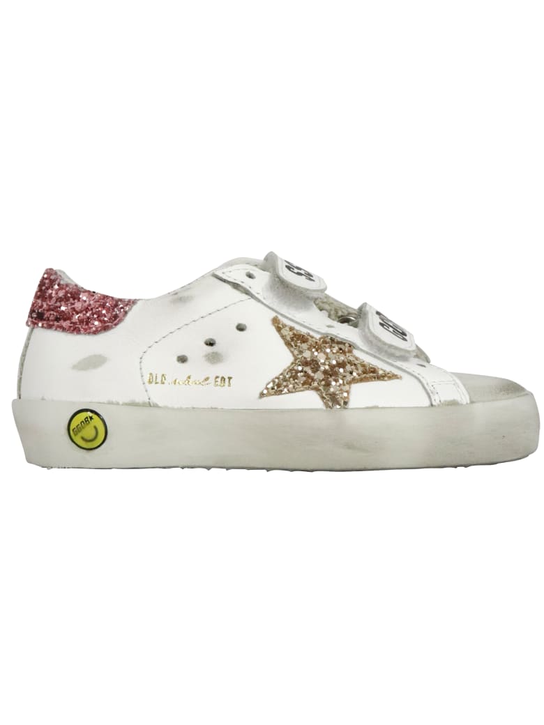 Golden Goose Old School Leather Sneaker - WHITE / GOLD