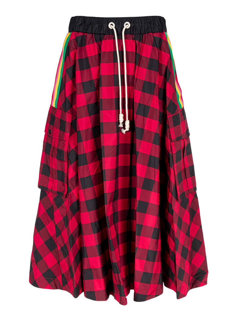 Palm Angels Skirt Check - Rosso e Bianco