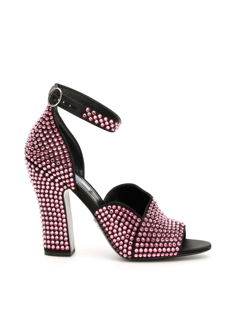 prada pink rhinestone shoes