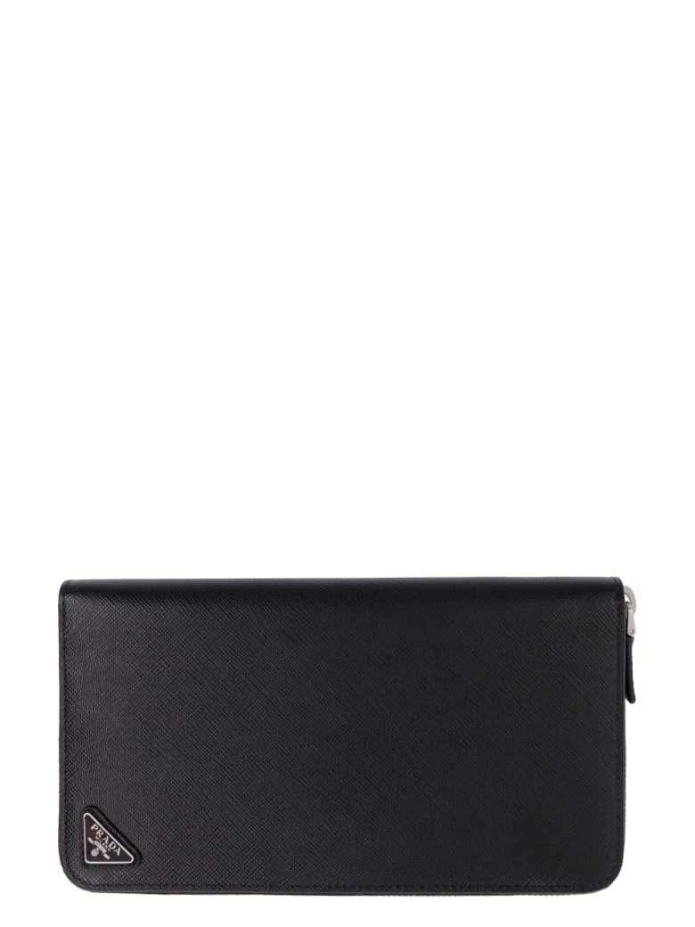 Prada Saffiano Leather Ziparound Wallet - black