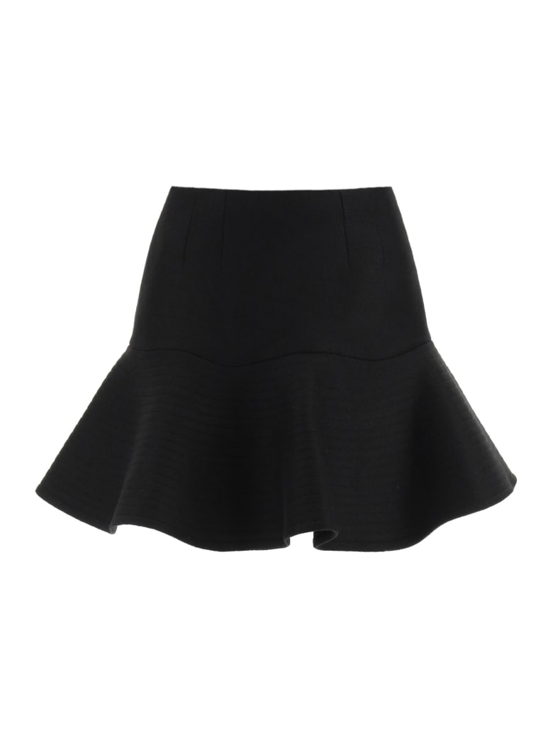Patou 3d Mini Skirt In Boiled Wool - BLACK (Black)
