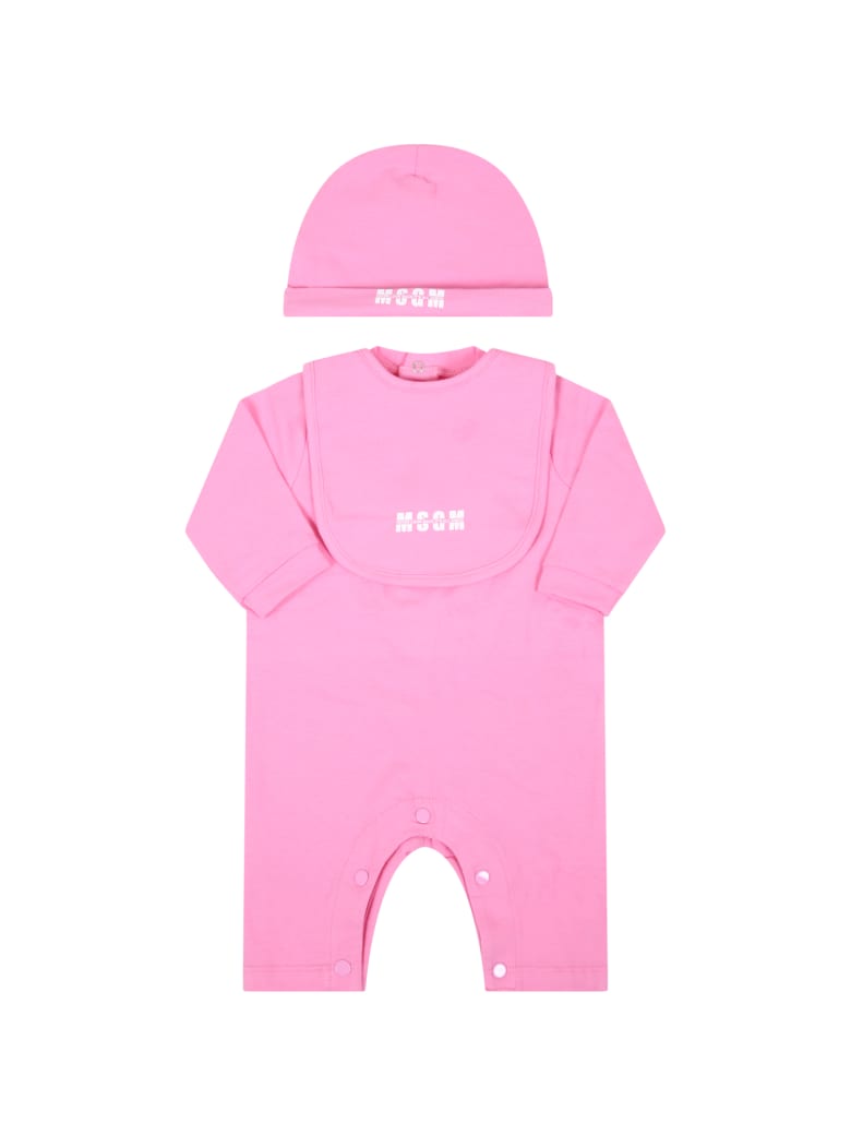 MSGM Pink Set For Babygirl With Logo - Rosa