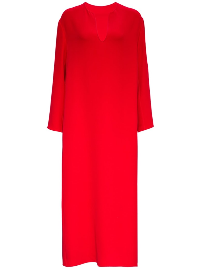 Valentino Long Red Silk Dress - Red