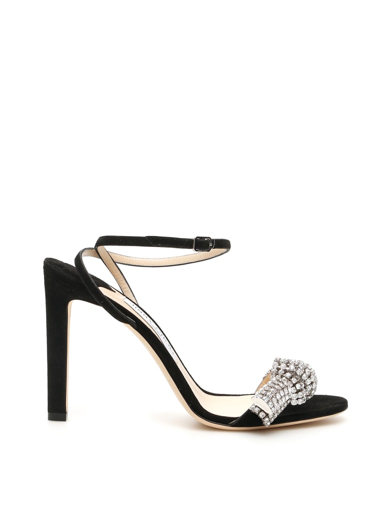Jimmy Choo Thyra Crystal Sandals - BLACK CRYSTAL (Black)