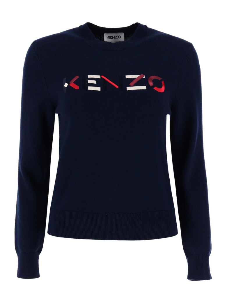 Kenzo Logo Embroidery Sweater - Blu scuro