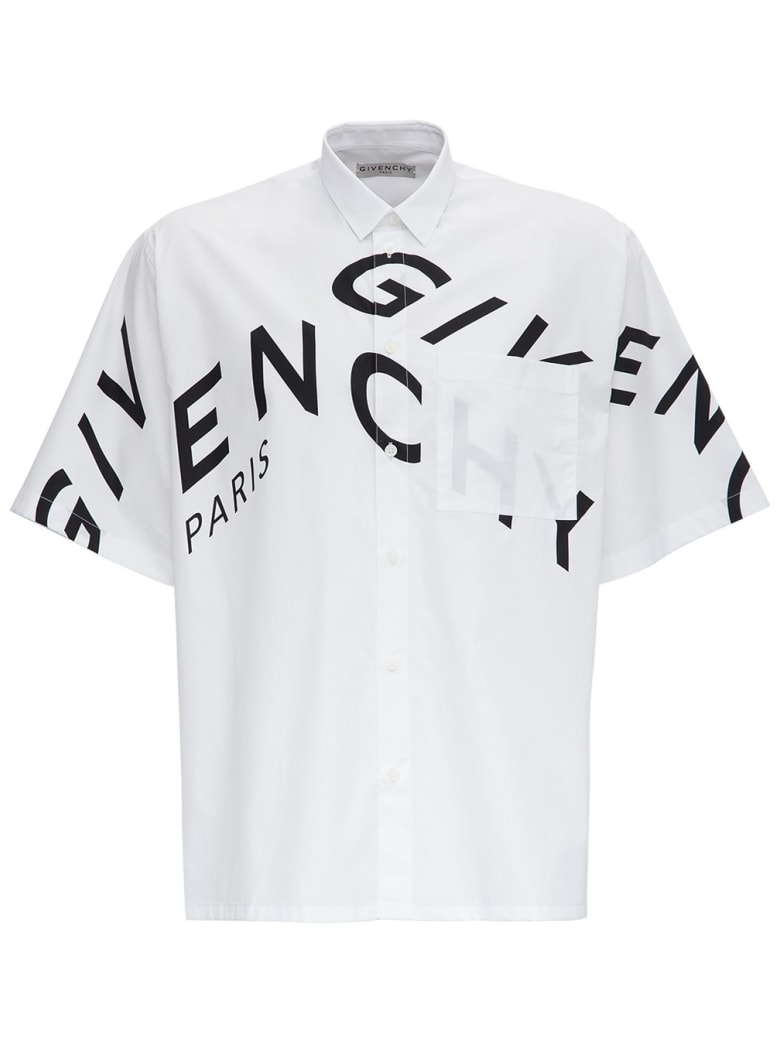 Givenchy Short Sleeved Cotton Shirt With Refracted Print - White