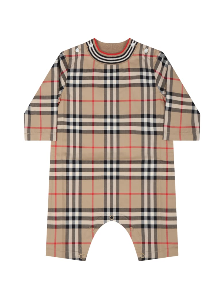 white burberry baby grow