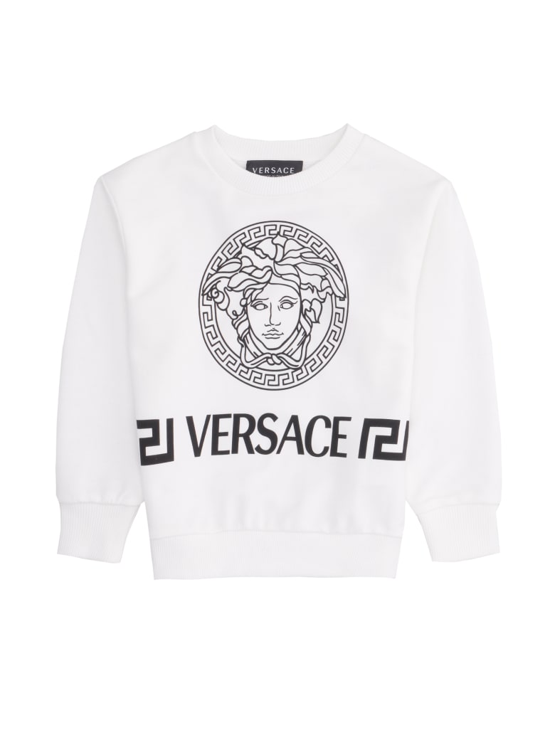 Young Versace Cotton Crew-neck Sweatshirt - White