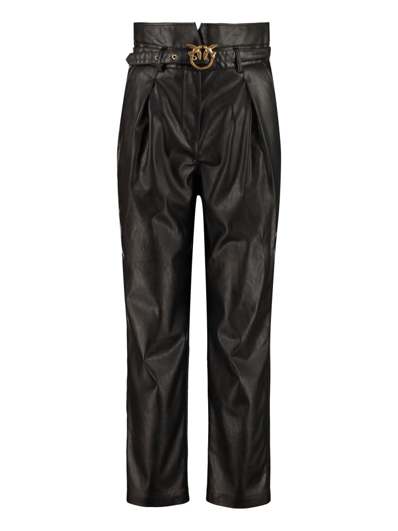 Pinko Aurelio Faux Leather Trousers - black