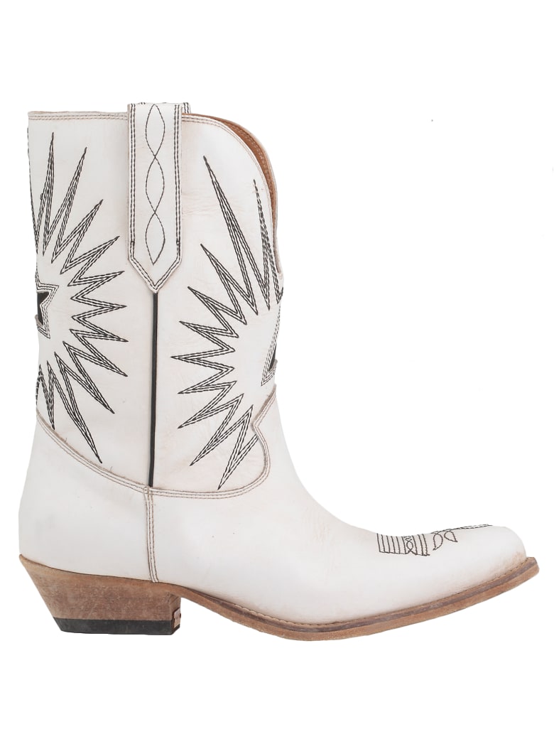 golden goose white cowboy boots