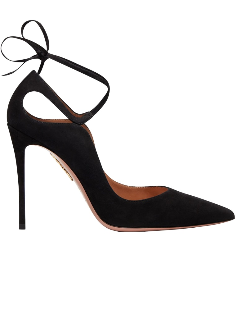 Aquazzura Black Suede Aria Pump 105 - BLACK