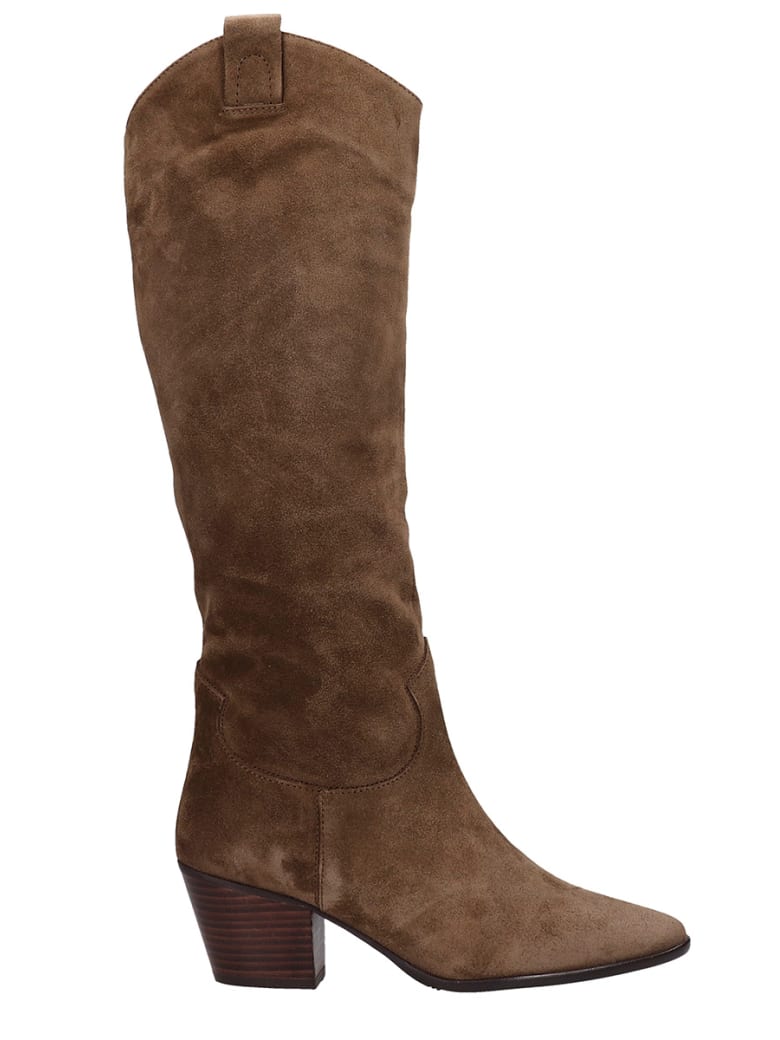 Pedro Miralles Cortina Texan Boots In Taupe Suede - taupe