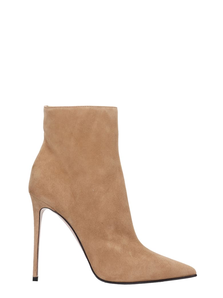 Le Silla High Heels Ankle Boots In Beige Suede - beige