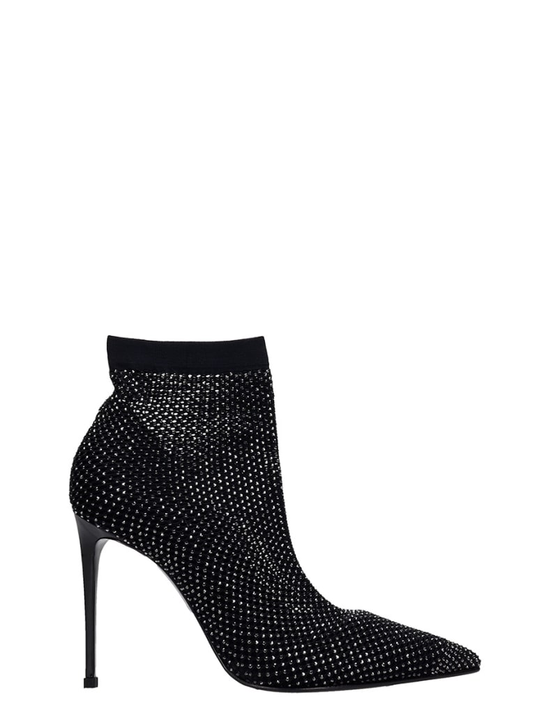 Le Silla High Heels Ankle Boots In Black Suede - black