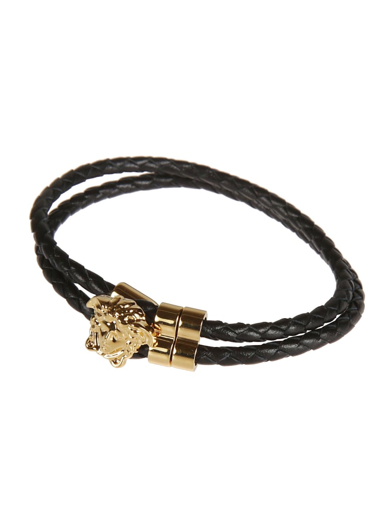Versace Medusa Head Plaque Rope Bracelet - Black