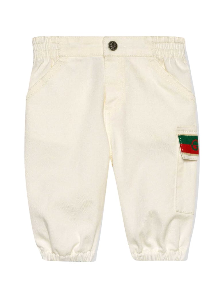 Gucci White Trousers With Logo Detail - Bianco