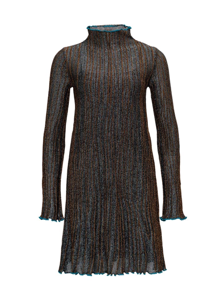 M Missoni Corteccia Flared Dress In Lurex Knit - Blu