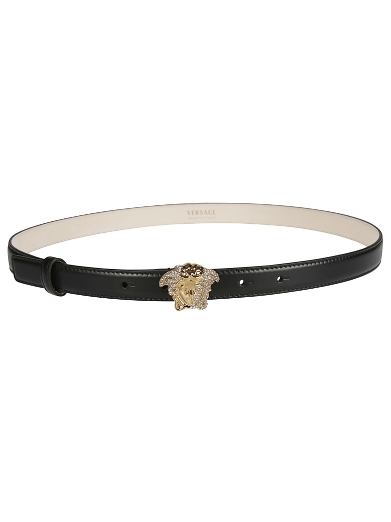 Versace Medusa Logo Buckle Belt - Black/Gold