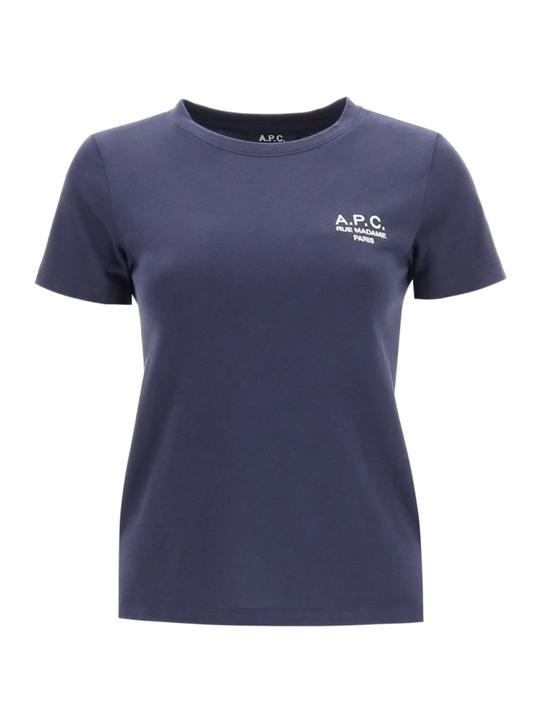 A.P.C. Denise T-shirt With Logo Embroidery - BLUE