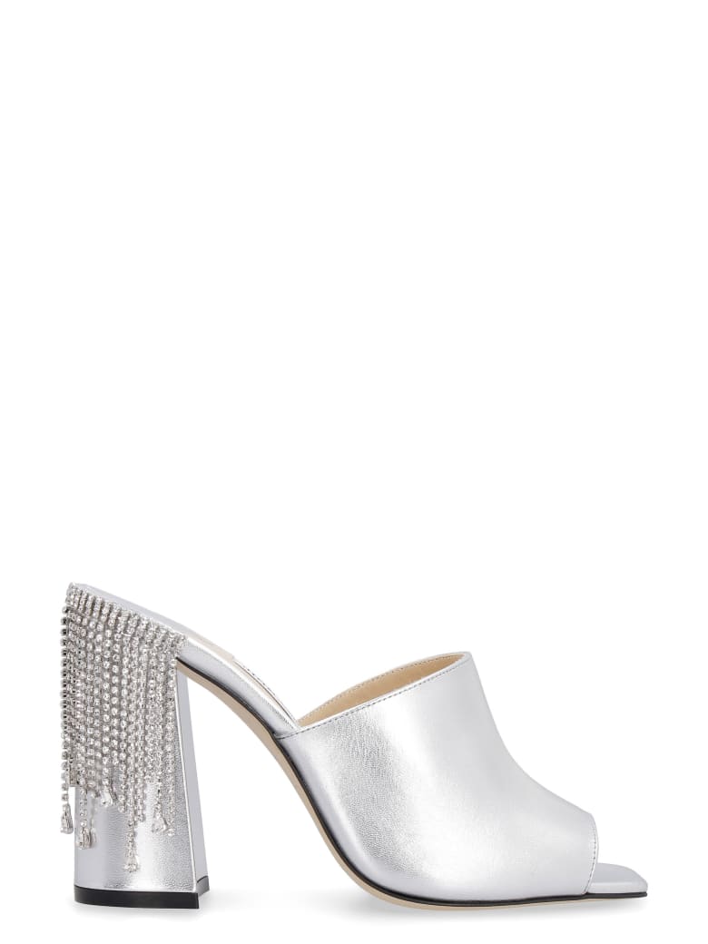 Jimmy Choo Baia Leather Mules - silver