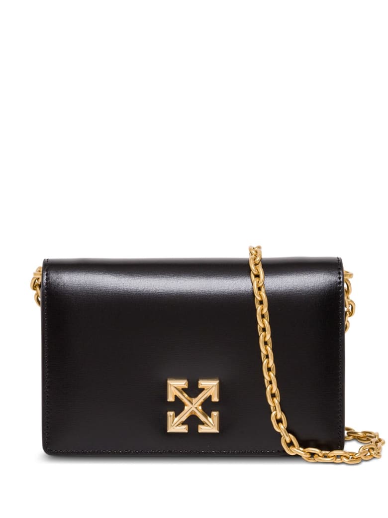 Off-White Twist Jitney 0.5 Crossbody Bag In Black Leather - Black