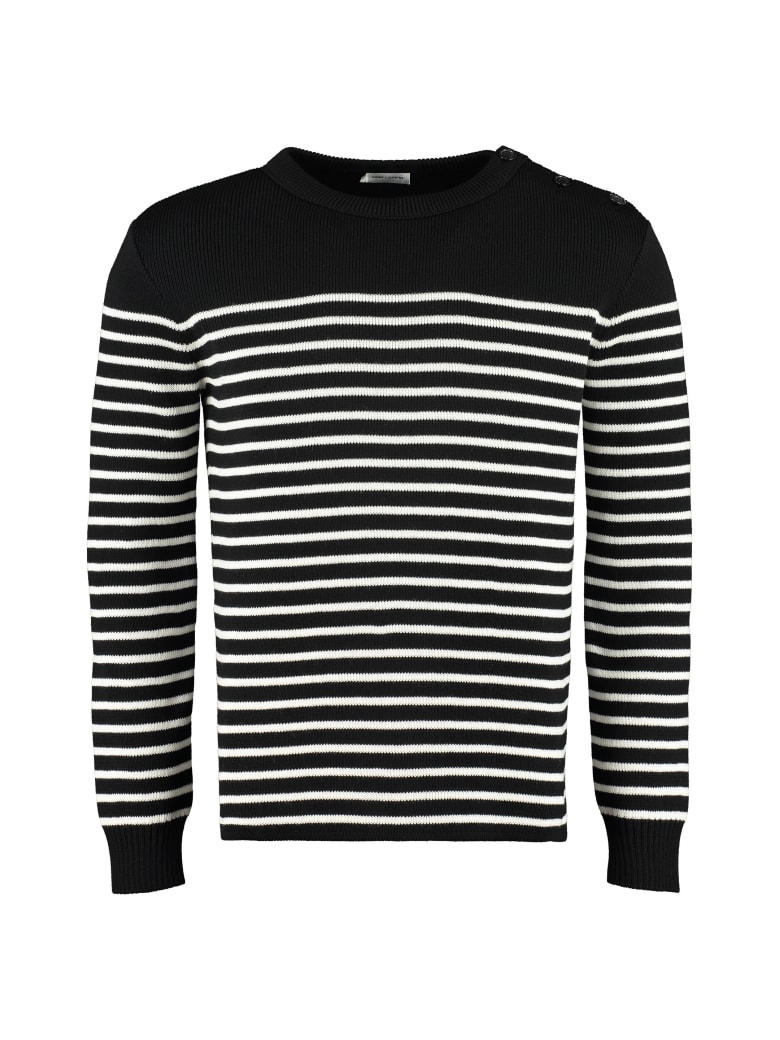 Saint Laurent Striped Crew-neck Pullover - black