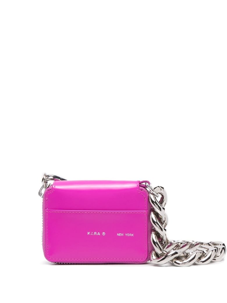 Kara Leather Bike Crossbody Wallet - Fuxia