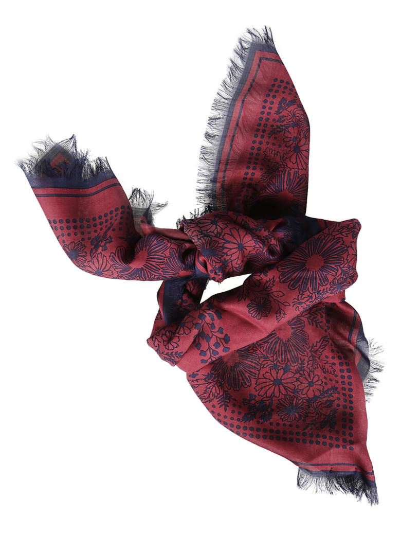 Destin Surl Printed Foulard - Bordeaux/Blue
