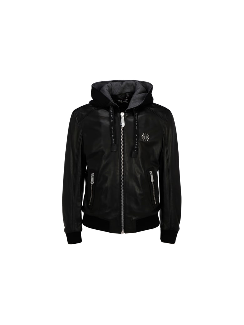 Philipp Plein Leather Jacket - Black