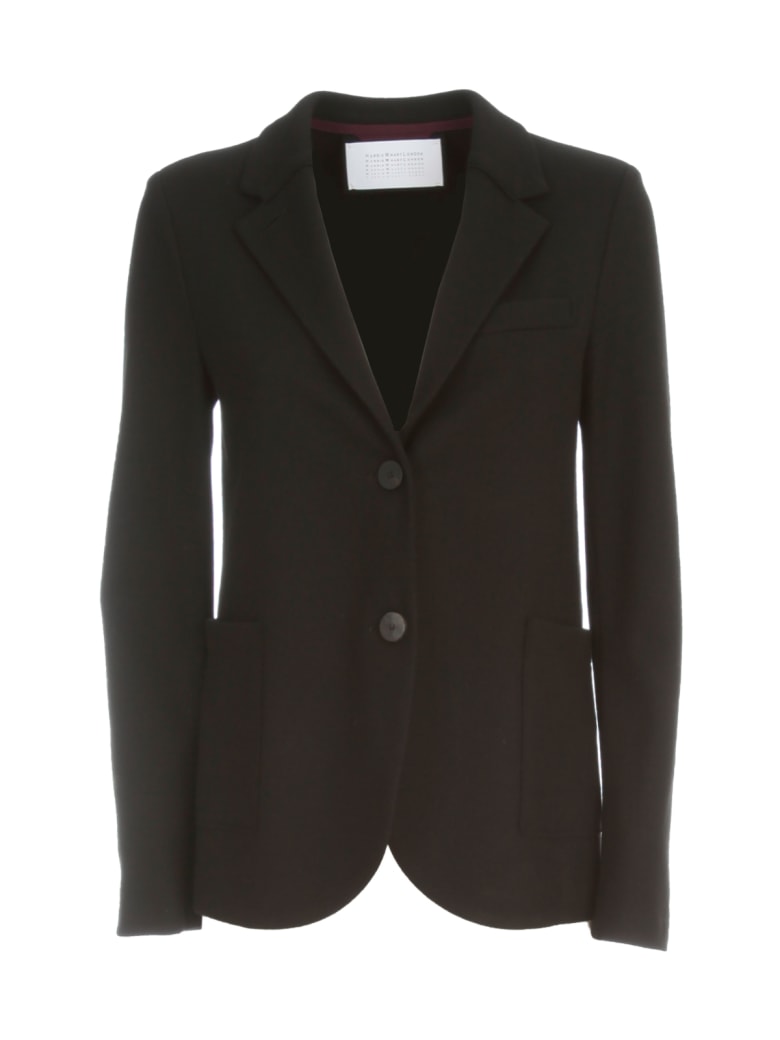 Harris Wharf London Women Stand Up Collar Boyfriend Blazer Superfine Merino - Black