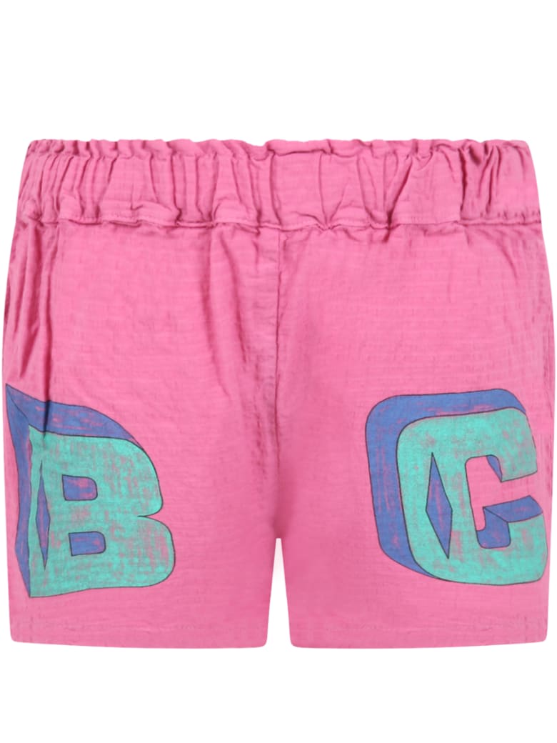 Bobo Choses Purple Short For Girl With Logo - Fuchsia