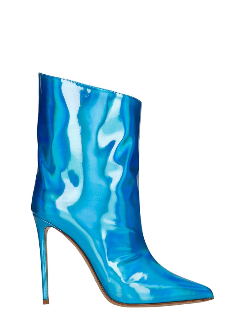 Alexandre Vauthier High Heels Ankle Boots In Cyan Leather - cyan