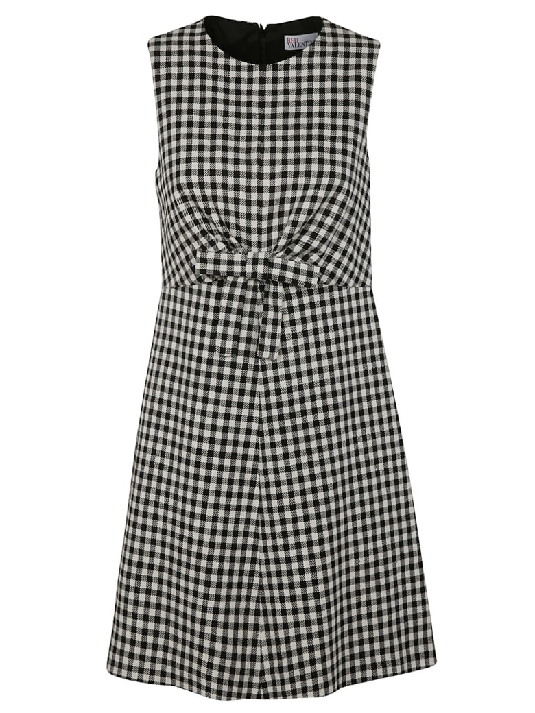 RED Valentino Sleeveless Checked Dress - White/Black