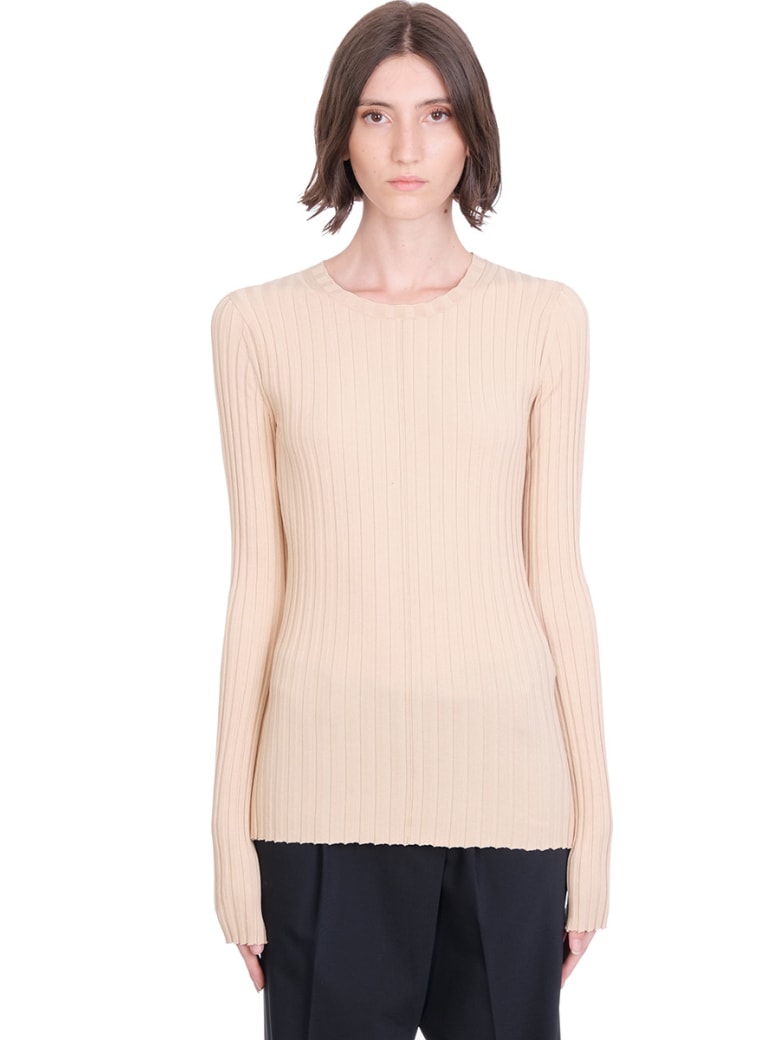 Helmut Lang Rib Crewneck Knitwear In Powder Cotton - powder