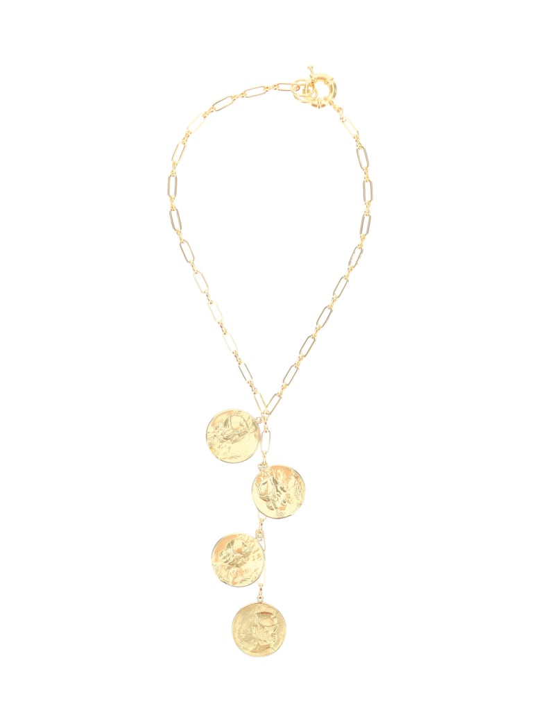Timeless Pearly Chain Necklace With Medallions - GOLD (Gold)