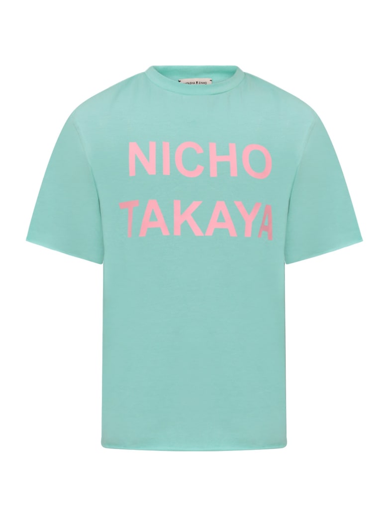 Natasha Zinko Aqua T-shirt For Girl With Pink Print - Green