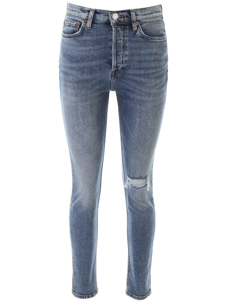 RE/DONE Ultra High Rise Jeans - WORN RETRO STORM (Blue)
