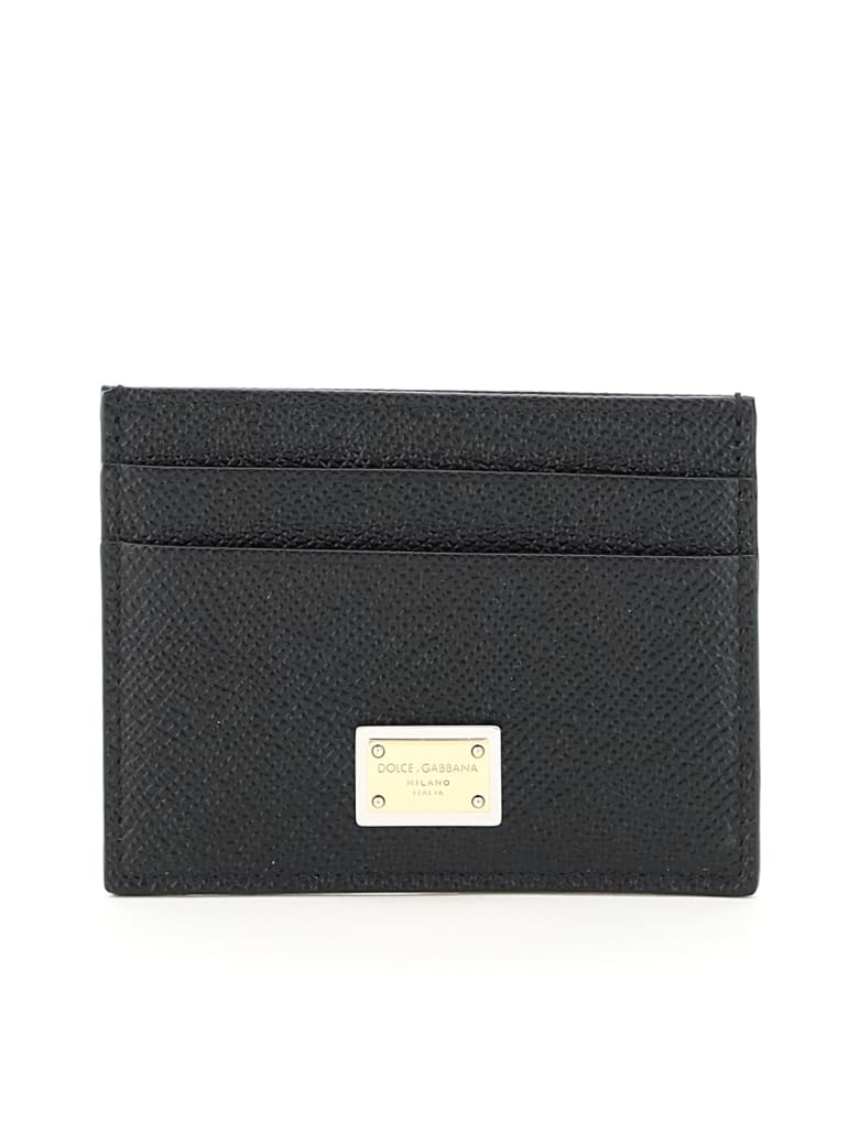 Dolce & Gabbana Leather Card Holder With Logo Plaque - NERO (Black)