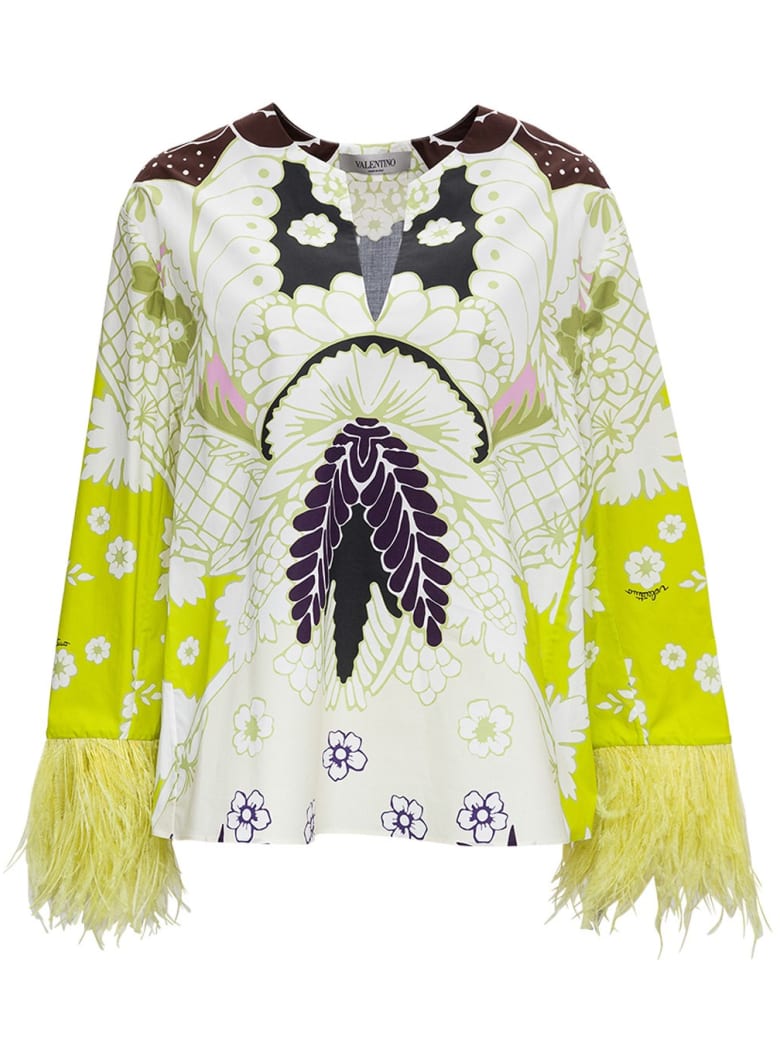 Valentino Cotton Poplin Blouse With Tropical World Tapestry Print - Multicolor