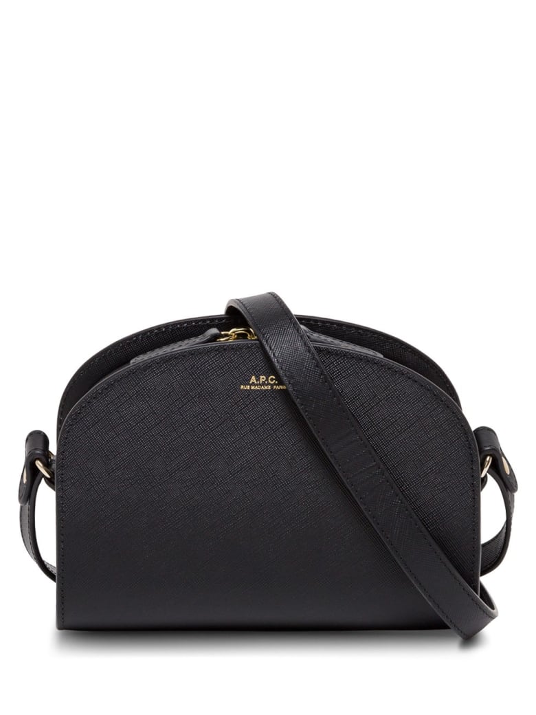 A.P.C. Sac Demi Lune Leather Crossbody Bag - Black