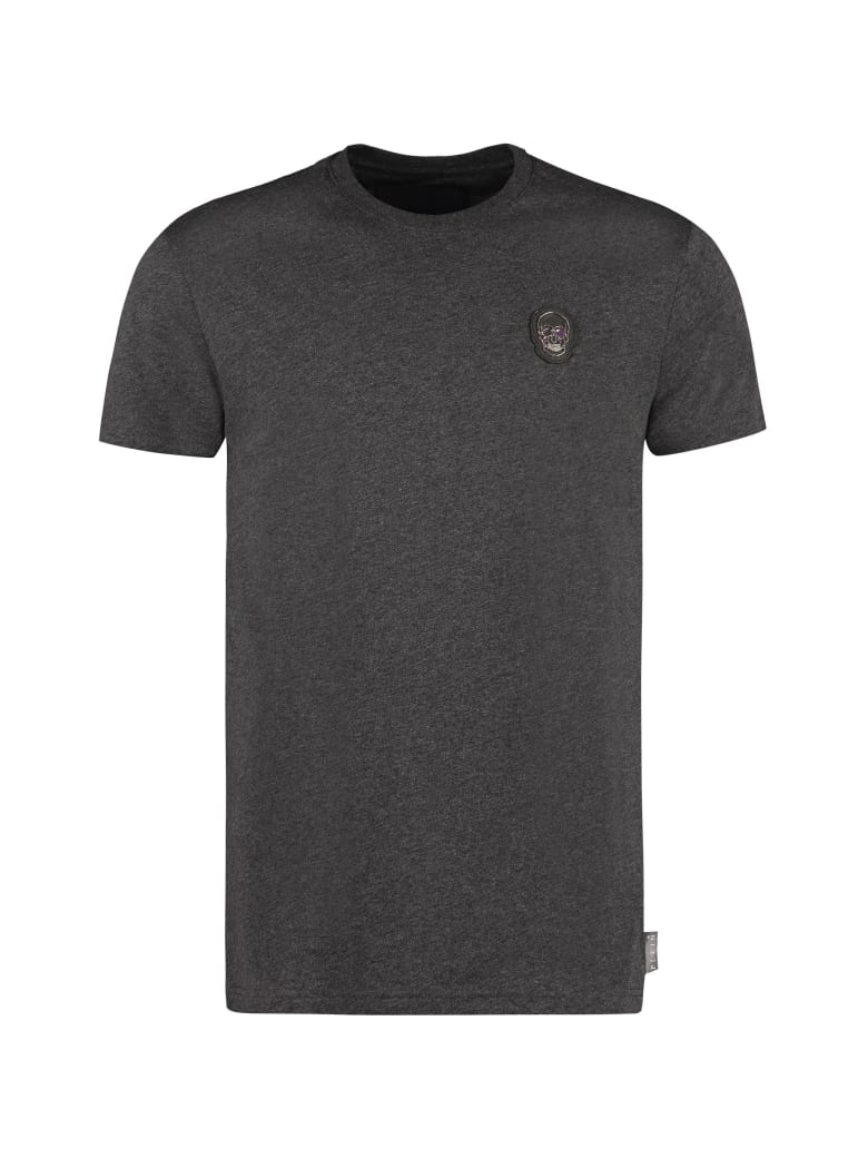 Philipp Plein Patch Detail Cotton T-shirt - grey