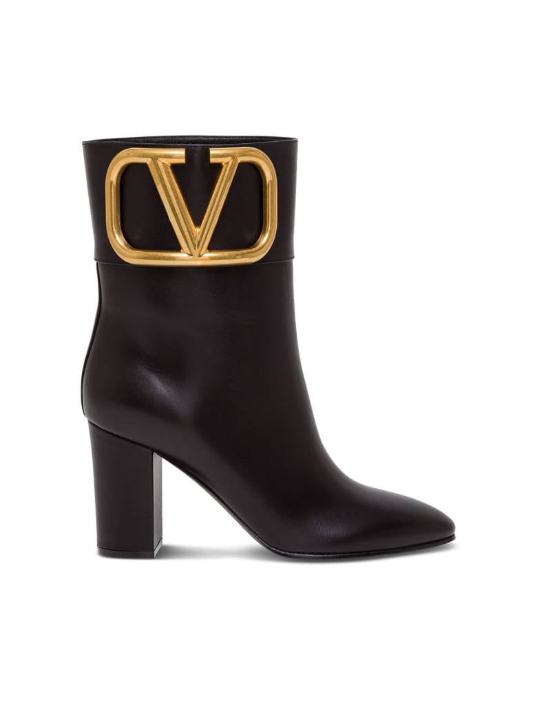 Valentino Garavani Supervee Leather Ankle Boots - Nero