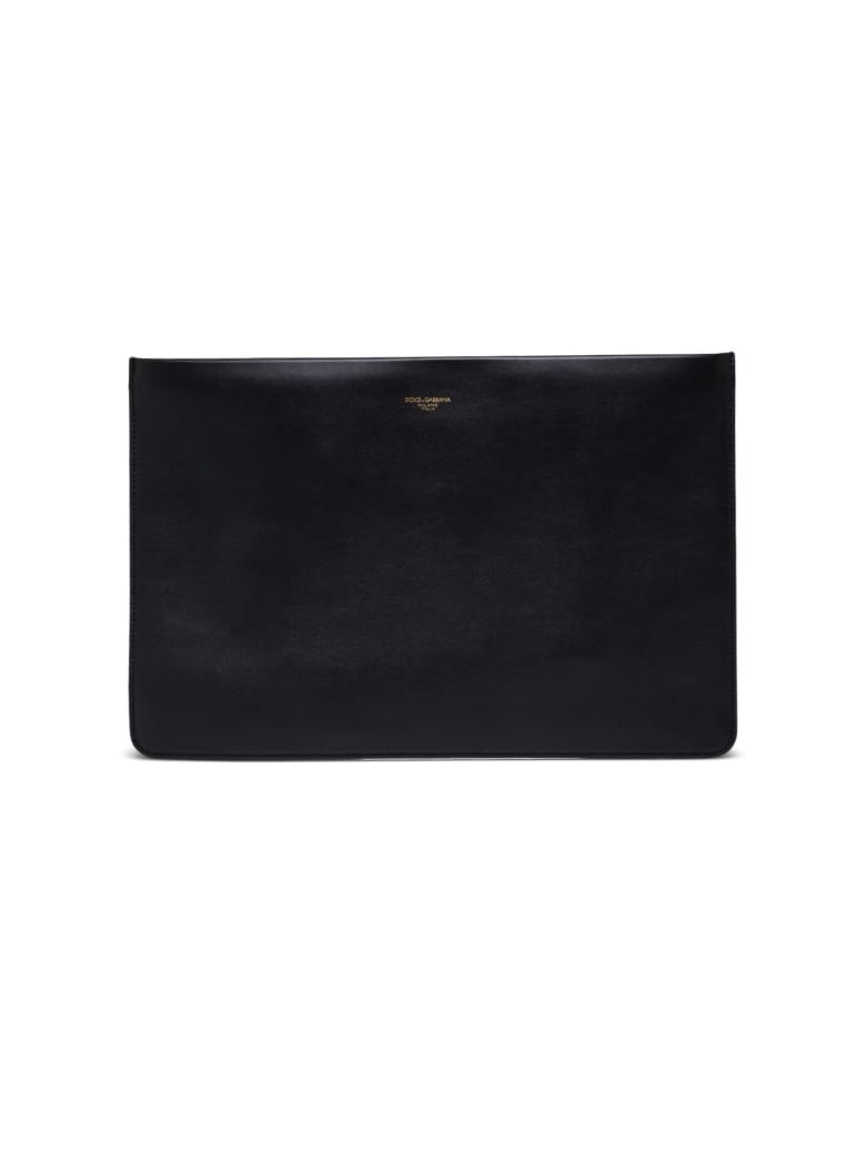 Dolce & Gabbana Black Leather Clutch With Logo - Black