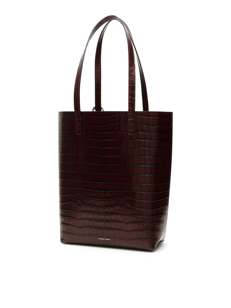 mansur gavriel croc embossed tote