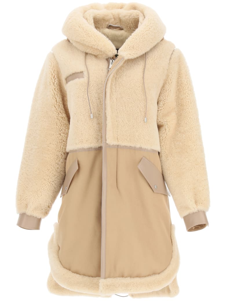 Mr & Mrs Italy Cotton Parka With Leather And Shearling Inserts - CAPPUCCINO BEIGE (Beige)