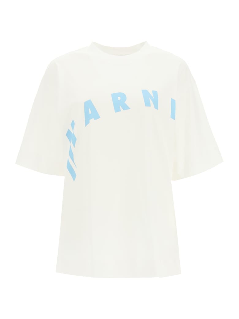 Marni Oversized T-shirt With Logo - Bianco